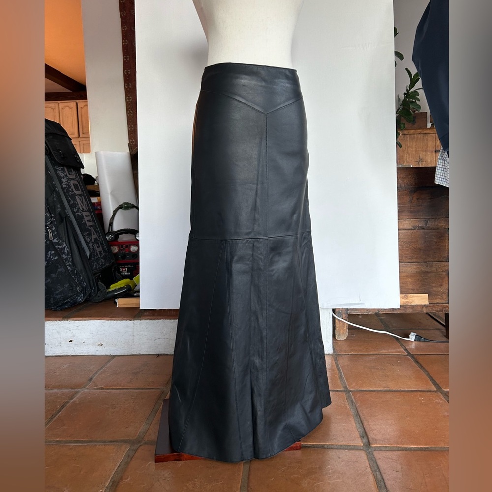 Bebe black leather midaxi skirt
